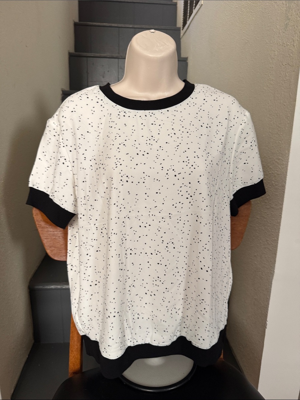 Rachel Zoe polka dot ringer t-shirt XS